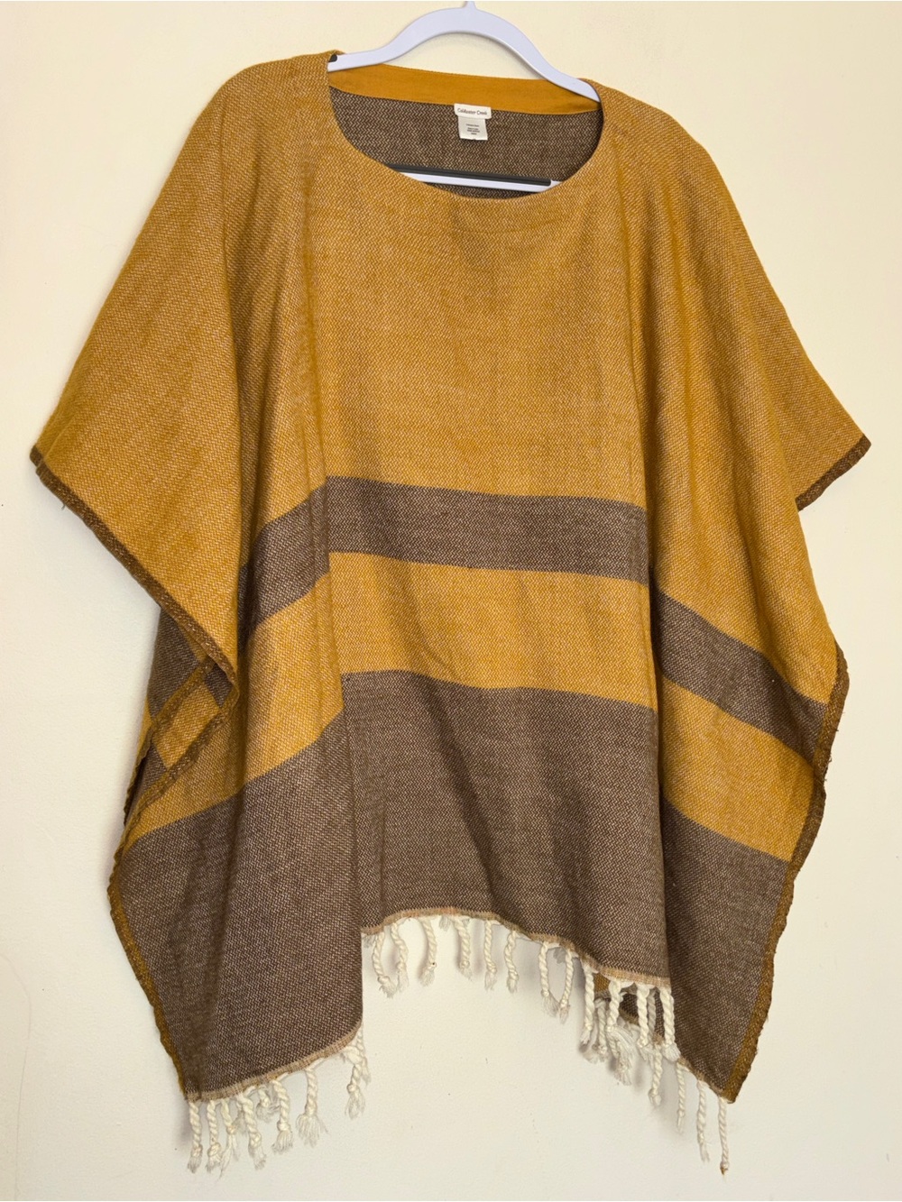 Coldwater Creek Poncho Cape O/S Fringes Shawl Southwest Cottagecore Old Money